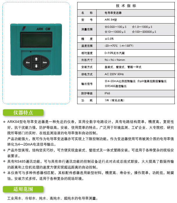 　ARK84型電導率變送器產品圖